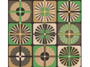 Tapeta na zeď, zeleno-béžová, retro, Rock, Masureel