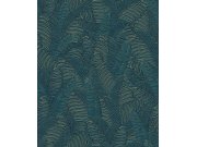 Modro-zlatá tapeta s listy