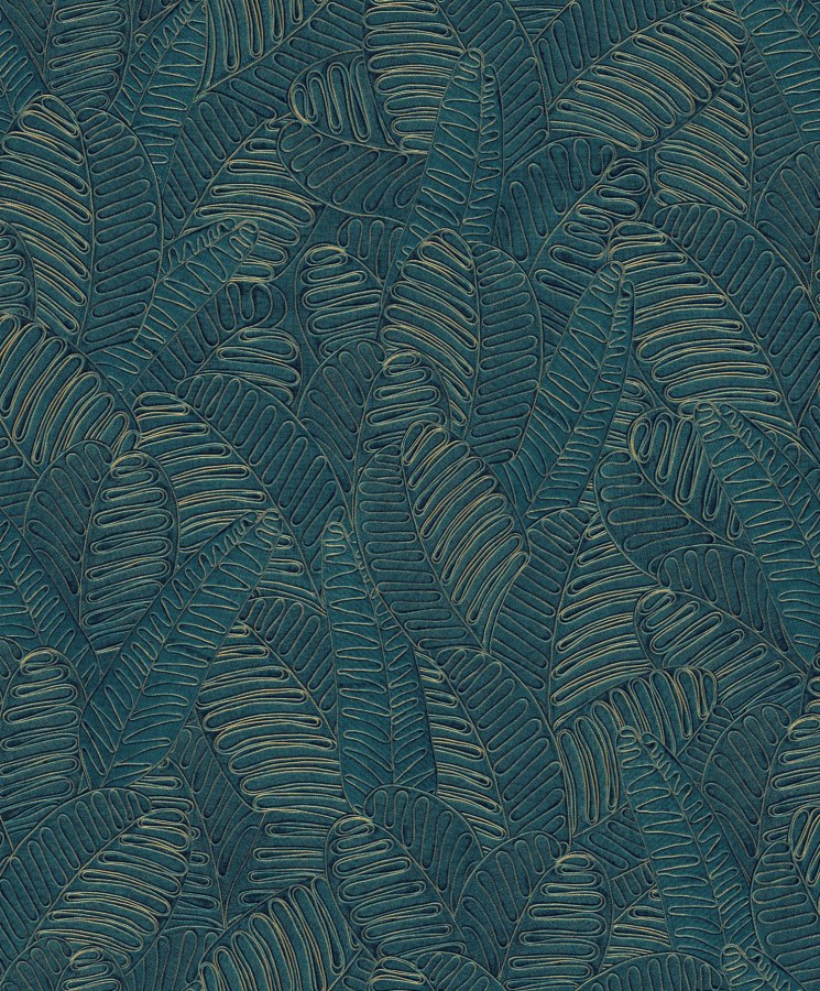 Modro-zlatá tapeta s listy Modro-zlatá tapeta s listy