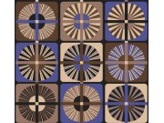 Tapeta na zeď, hnědo-modrá, retro, Rock, Masureel