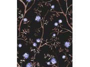 Tapety Yara - Černá květinová tapeta na zeď Černá květinová tapeta na zeď