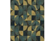 Tapety Yara - Tyrkysovo-zlatá geometrická tapeta na zeď Tyrkysovo-zlatá geometrická tapeta na zeď