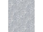 Modrá tapeta s květinami a listy