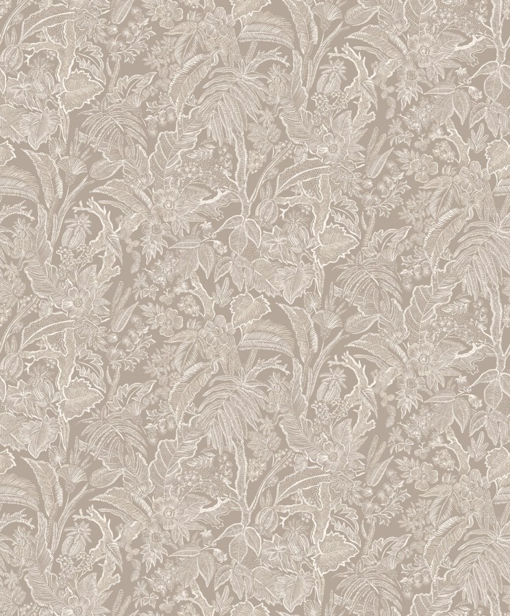 Béžová tapeta s květinami a listy - Tapety Yara