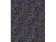 Tapety Yara - Černo-modrá tapeta s květinami a listy Černo-modrá tapeta s květinami a listy