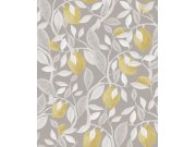 Tapety Yara - Šedá tapeta s citronovníkem Šedá tapeta s citronovníkem