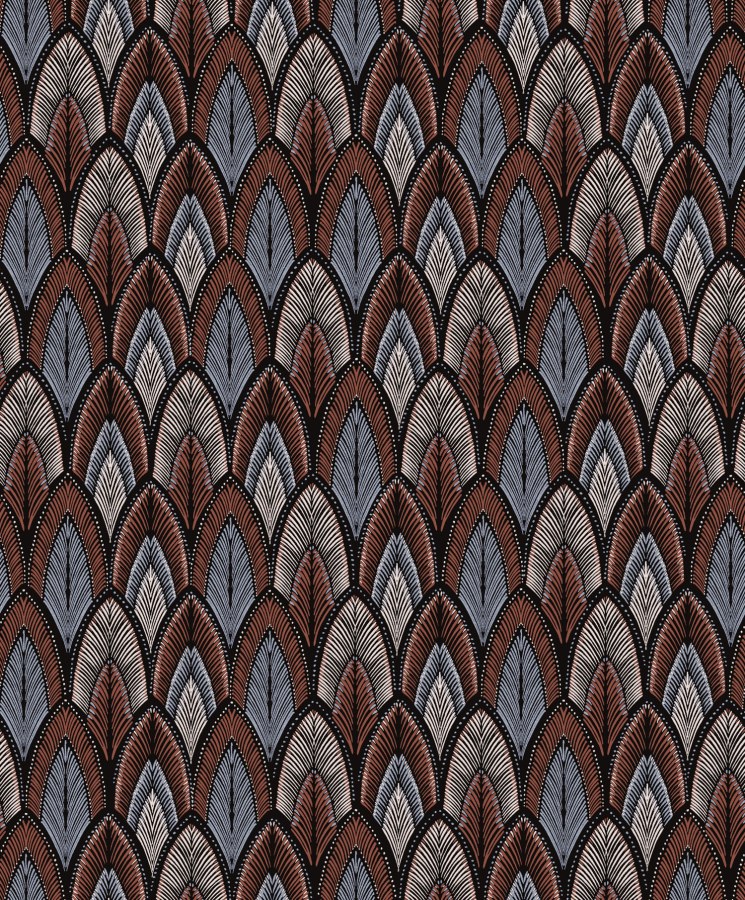 Hnědo-modrá tapeta s listy Hnědo-modrá tapeta s listy