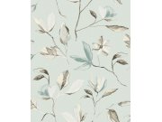 Tapety Yara - Tyrkysová květinová tapeta na zeď Tyrkysová květinová tapeta na zeď