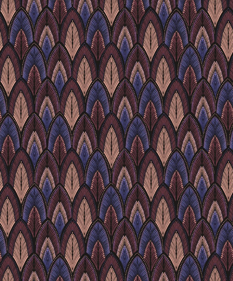 Vínovo-modrá tapeta s listy - Tapety Yara