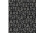 Černo-stříbrná tapeta s listy