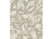 Tapety Yara - Šedá tapeta s květinami a listy Šedá tapeta s květinami a listy