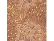 Růžová tapeta s větvičkami a listy