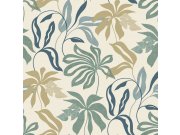 Krémová tapeta s listy