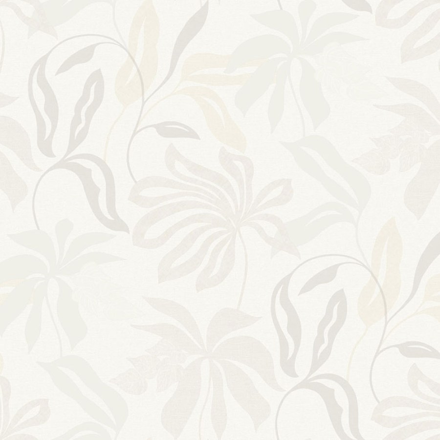 Tapety Yara - Krémovo-šedá tapeta s listy Krémovo-šedá tapeta s listy - Tapety Yara