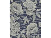 Tapety Yara - Modrá tapeta s květinami Modrá tapeta s květinami