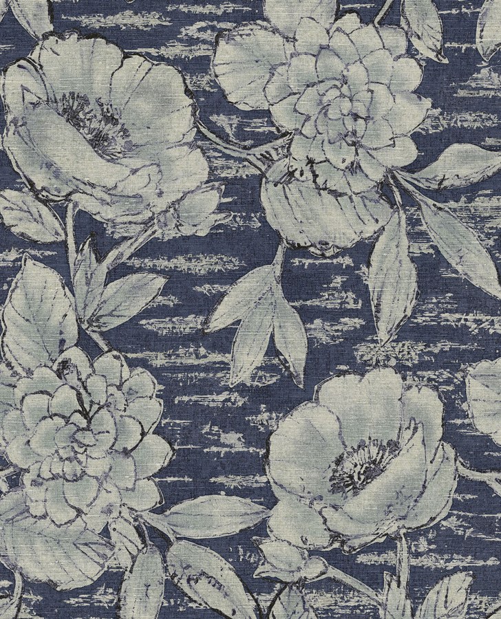 Modrá tapeta s květinami Modrá tapeta s květinami