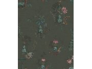 Tapety Yara - Zelená tapeta s květinami a pávy Zelená tapeta s květinami a pávy