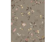 Hnědá květinová tapeta na zeď