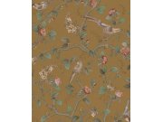 Tapety Yara - Okrová tapeta s ptáčky a větvičkami Okrová tapeta s ptáčky a větvičkami