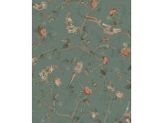 Zelená tapeta s větvičkami a ptáčky