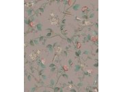 Růžová tapeta s ptáčky a větvičkami