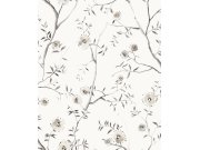 Tapety Yara - Bílá květinová tapeta na zeď Bílá květinová tapeta na zeď