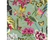 Tapety Yara - Zelená tapeta s květinami Zelená tapeta s květinami