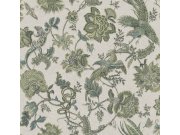 Tapeta na zeď, béžovo-zelená, květiny, zvířata, Jaipur, Graham Brown Premium