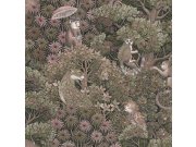 Tapeta na zeď, růžová, listy, opičky, Jaipur, Graham Brown Premium