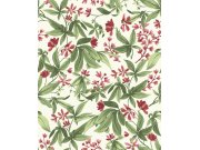 Tapeta na zeď, zeleno-růžová, rozkvetlé větvičky, Inia, Grandeco