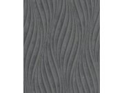 Tapeta na zeď, černo-stříbrná, vlnky, City Glow, Marburg