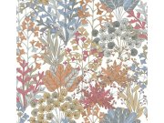 Tapety Yara - Bílá tapeta s rostlinami a listy Bílá tapeta s rostlinami a listy