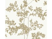 Bílo-zlatá tapeta s větvičkami