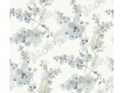 Šedo-modro-béžová květinová tapeta na zeď