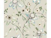 Béžová květinová tapeta na zeď
