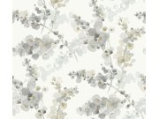 Šedo-béžová květinová tapeta na zeď