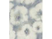 Modro-béžová květinová tapeta na zeď