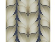 Modro-béžová geometrická tapeta na zeď