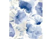 Tapety Yara - Šedo-modrá květinová tapeta na zeď Šedo-modrá květinová tapeta na zeď