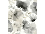 Šedo-béžová květinová tapeta na zeď