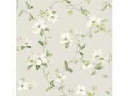 Tapety Yara - Šedá tapeta s květinami a vážkami Šedá tapeta s květinami a vážkami