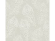 Tapety Yara - Šedo-bílá tapeta s pavími pery Šedo-bílá tapeta s pavími pery