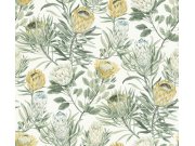 Tapety Yara - Bílá květinová tapeta na zeď Bílá květinová tapeta na zeď