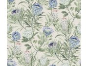 Béžová květinová tapeta na zeď