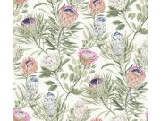 Tapety Yara - Bílá květinová tapeta na zeď Bílá květinová tapeta na zeď