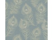 Tapety Yara - Modrá tapeta s pavími pery Modrá tapeta s pavími pery