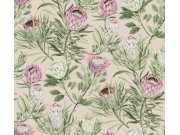 Tapety Yara - Béžová květinová tapeta na zeď Béžová květinová tapeta na zeď