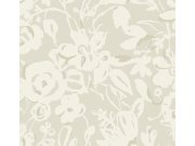 Bílo-béžová květinová tapeta na zeď