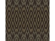 Tapety Yara - Černo-hnědá geometrická tapeta na zeď Černo-hnědá geometrická tapeta na zeď