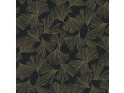 Tapety Yara - Černá tapeta se zlatými listy ginkga DD3742 Černá tapeta se zlatými listy ginkga DD3742